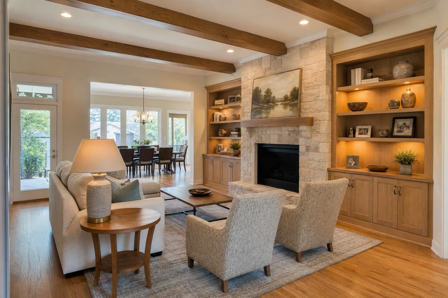 Crafted Family Gathering Room: interiors project, A comfortable living room transformation where custom craftsmanship makes everyday family time feel special.